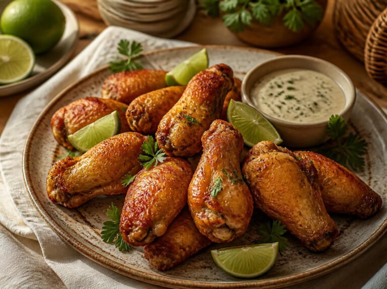 Coxinha da asa crocante na air fryer com limão