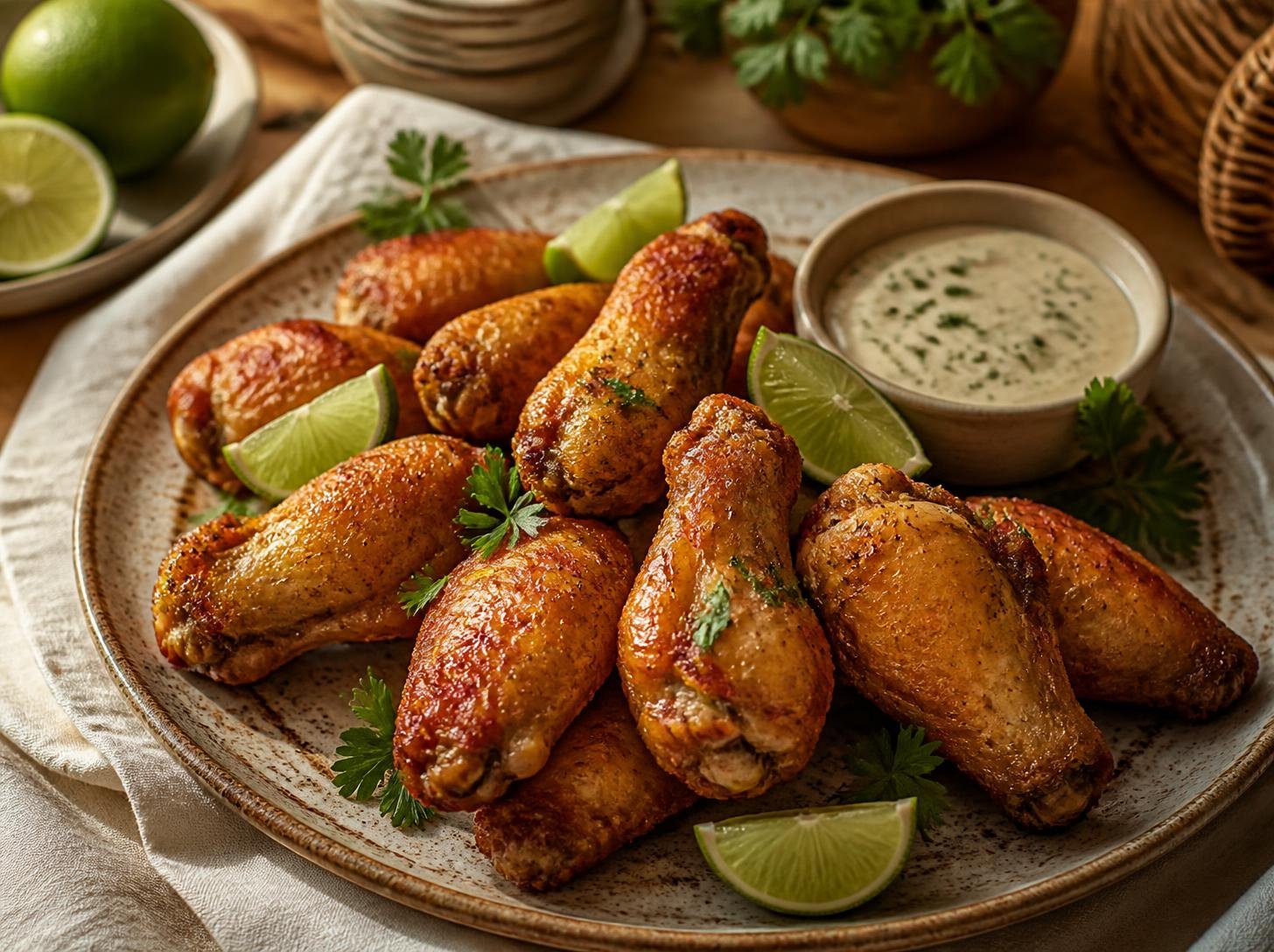 Coxinha da asa crocante na air fryer com limão
